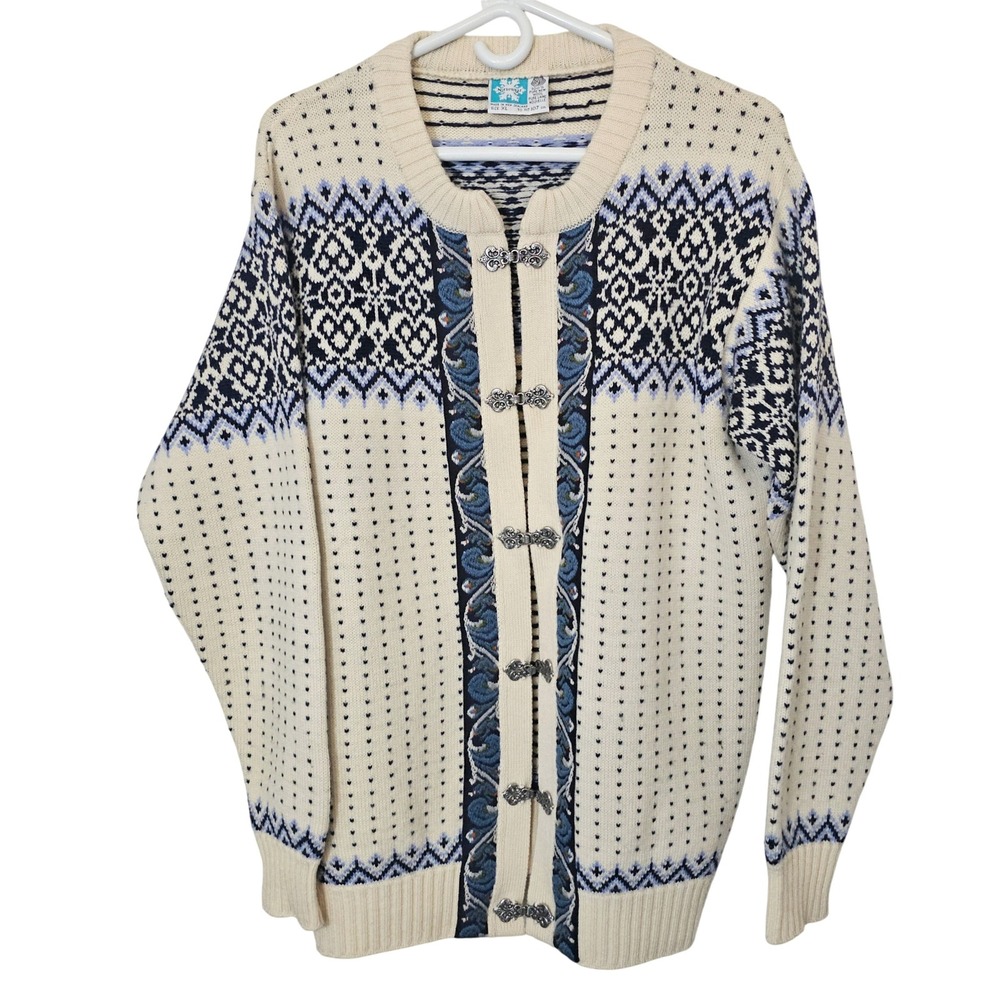 Norsewear Cream and Navy Nordic Knit Cardigan